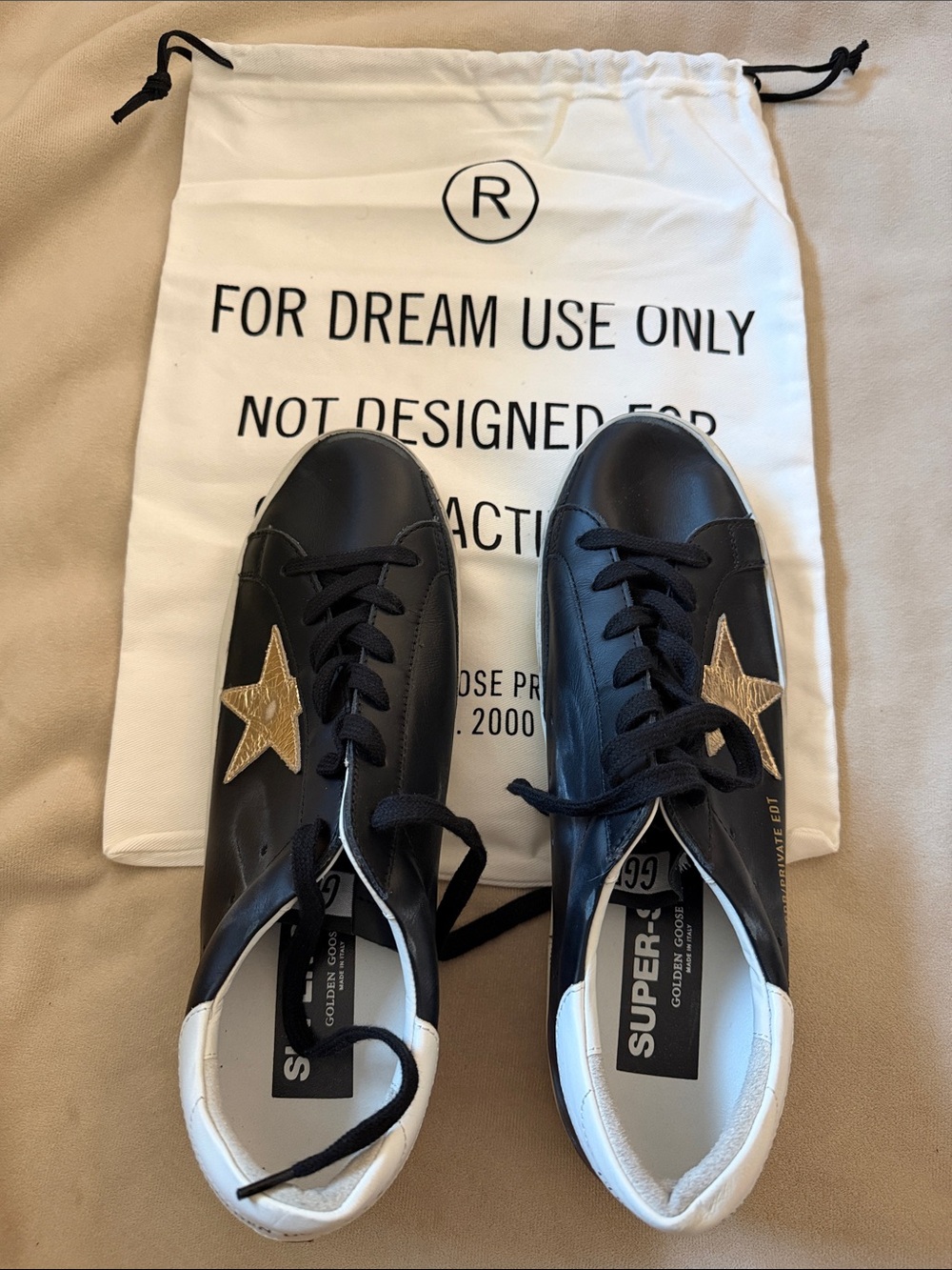 Golden Goose black shoes with gold star. Never worn